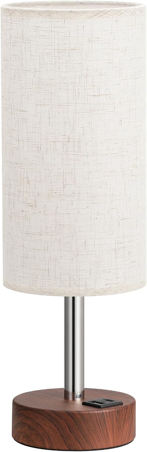 Dicoool Touch Bedside Table Lamp with USB - 3 Way Dimmable Redwood Lamps for Bedroom Nightstand, Desk Lamp with Charging Station for Dorm, Living Room, Office, Kids Room, Nursery - Bloomnest