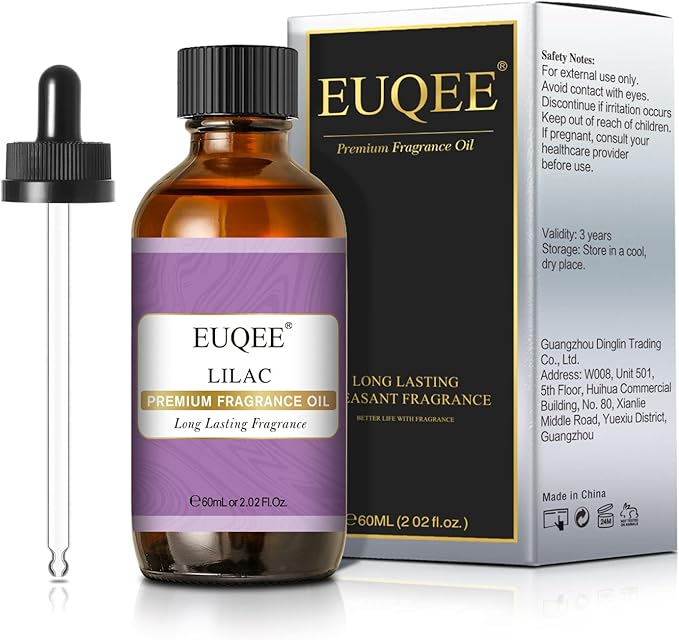 EUQEE Lilac Fragrance Oil, 60ml Premium Lilac Essential Oils Scented Oil with Glass Dropper for Diffusers, DIY Soap & Bath Bombs (2.02 Fl oz) - Bloomnest