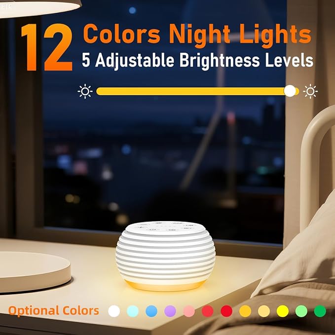 SleeZOO Portable Sound Machine White Noise Machine Sleep Machine with 30 Soothing Sounds 12 Lights 5 Timers 32 Volume Levels Memory Function Rechargeable for Baby Kids Adults and Home Office Travel - Bloomnest