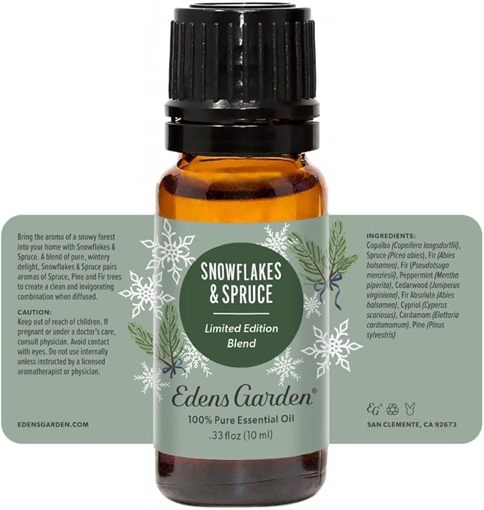 Edens Garden Snowflakes & Spruce Essential Oil Blend- 100% Pure Premium Grade, Undiluted, Natural, Therapeutic, Aromatherapy, The Best for Diffusing, Candle, Laundry, Humidifiers 10 ml (.33 fl oz) - Bloomnest