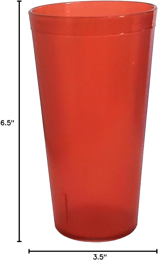 Party Outlaw Orange Plastic Cup Tumblers 6 Pc 20oz Lightweight, Heavy Duty Stackable Cafe Style Plastic Glasses. Reusable & Dishwasher Safe Ice Tea & Water Cups - Bloomnest