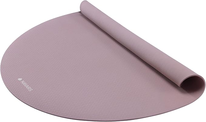 Navaris Round Yoga Mat - 47" Diameter Circular Exercise Mat 1/4" Thick - Non-Slip Mat for Cardio, Workout, Fitness, Tai Chi, Meditation - Size Small - Bloomnest