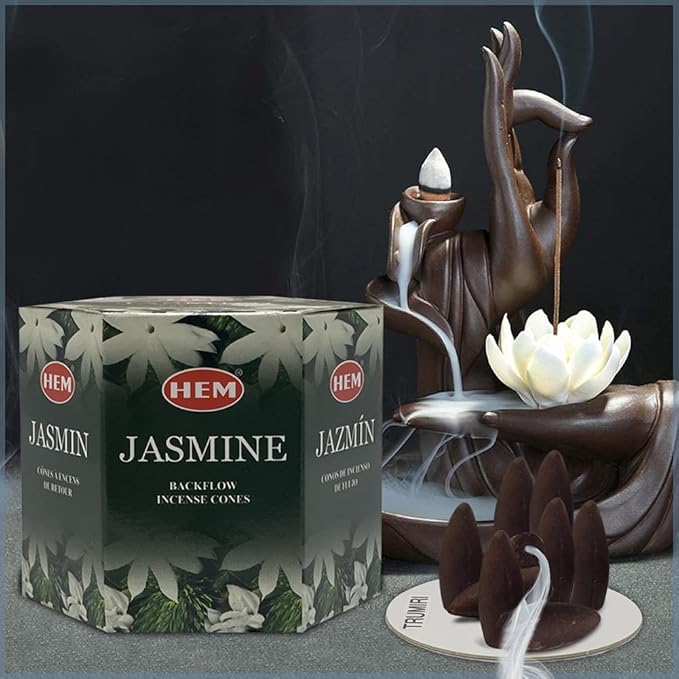 TRUMIRI Jasmine Backflow Incense Cones For Waterfall And Mat Bundle Inciensos Aromaticos|Incienso|Inciense|Insienso