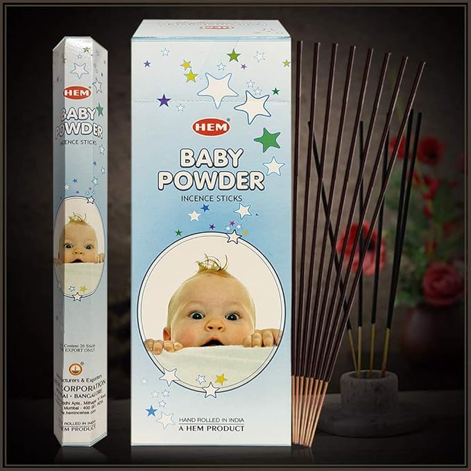 Baby Powder Incense Sticks and Incense Stick Holder Bundle Insence Insense Hem Incense Sticks