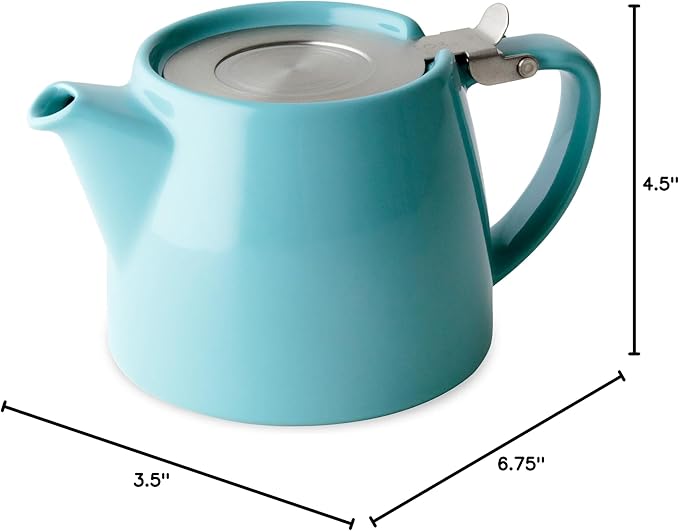FORLIFE Stump Teapot with SLS Lid and Infuser, 18-Ounce, Turquoise - Bloomnest