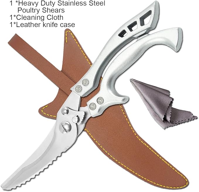 ANDONG Upgrade Heavy Duty Stainless Steel Kitchen Scissors - Professional Poultry Shears for Bone, Meat, Chicken, Fish, Turkey, Vegetables,Spring Loaded Multipurpose Ultra Sharp Utility Scissors - Bloomnest