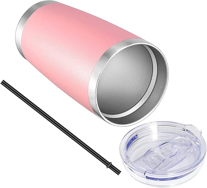 VEGOND 20oz Tumbler with Lid and Straw Stainless Steel Tumbler Cup Bulk Vacuum Insulated Double Wall Travel Coffee Mug Powder Coated Coffee Cup(Pink 12 Pack - Bloomnest