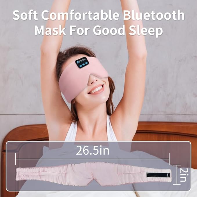 Joythink Sleep Headphones Bluetooth Sleep Mask Silk Kids Children Headband Earphones Bluetooth Eye Mask for Sleeping On Side Blackout Soft Sleep Earphones Music Eye Cover - Bloomnest