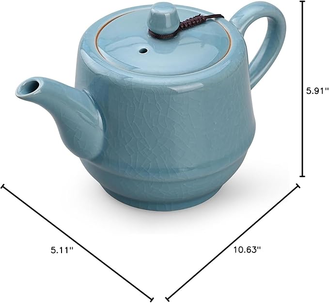 Teapot with Infuser Ceramic Tea Pot with Removable Stainless Steel Fliter for Loose Tea 15.80 OZ/450ml (1-2cups) Teapots for Tea Coffee Milk for Office Home Men Women as Gift(Sky Blue) - Bloomnest