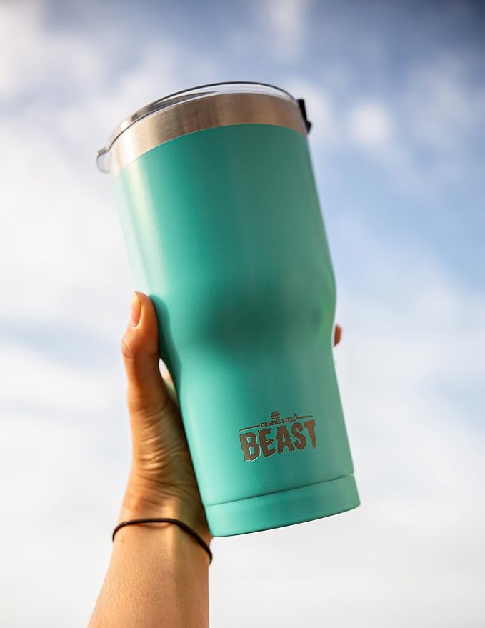 Beast 20 oz Tumbler Stainless Steel Vacuum Insulated Coffee Ice Cup Double Wall Travel Flask (Aquamarine Blue) - Bloomnest