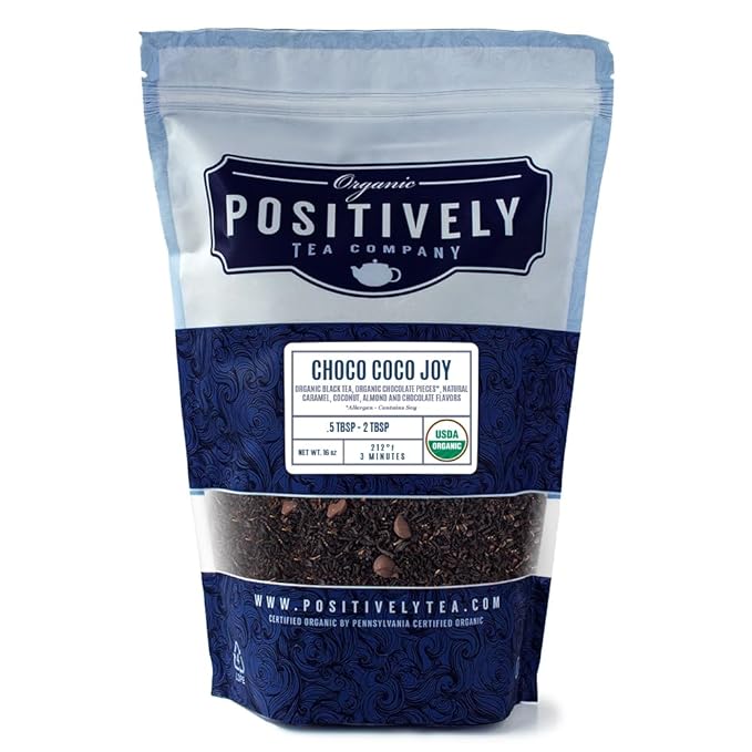Organic Positively Tea Company, Choco Coco Joy Black Tea, Loose Leaf, 16 Ounce - Bloomnest