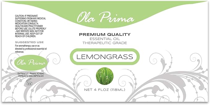 Ola Prima Lemongrass Essential Oil 4 oz Lemon Grass Essential Aromatherapy Oil for Skin, Hair and Diffuser - Bloomnest