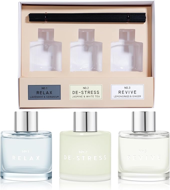 5.07 oz Reed Diffusers with 12 Black Fiber Sticks, 3 Pack Jasmine Apple Lemon Scent Diffusers for Home,Long Lasting Reed Diffuser Set, Up to 90 Days - Bloomnest