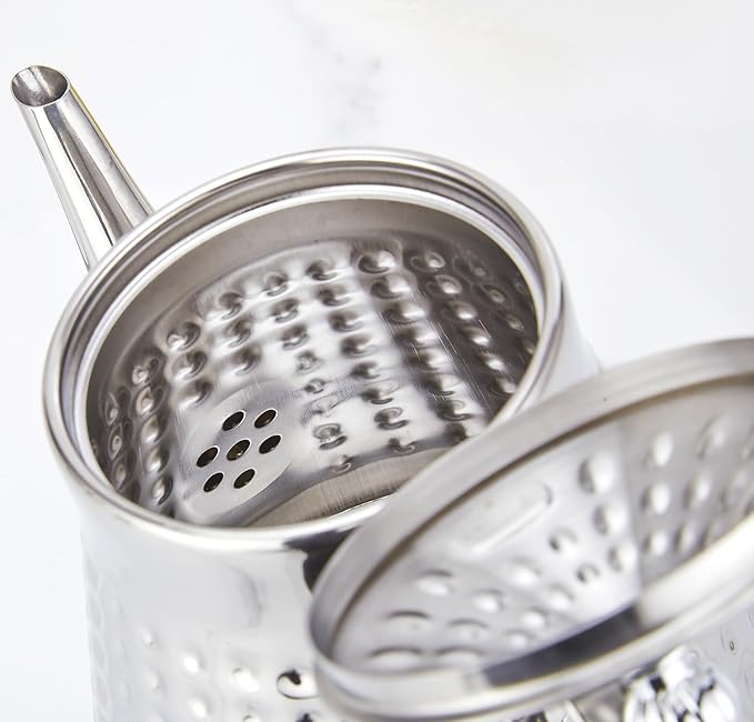 SANQIAHOME 1.2L(40oz) Stainless Steel Hammer Patterned Teapot With Removeable Infuser,Loose leaf cover,Silver - Bloomnest