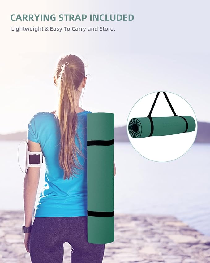COOLMOON Yoga Mat Non Slip, Anti-Tear 1/4 Thick TPE Yoga Mats for Women and Men, 72"x24" Exercise & Fitness Mat with Carrying Strap, Workout Mats for Yoga, Pilates and Floor Exercise - Bloomnest