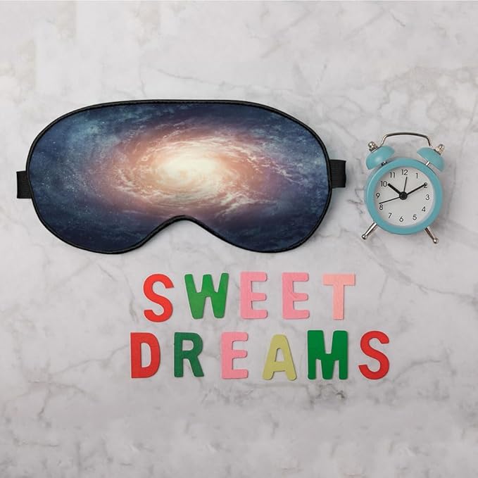 Space Galaxy Sleep Eye Cover Universe Beautiful Shining Star Silk Eye Mask for Sleeping with Adjustable Strap for Travel Nap Shift Work Office - Bloomnest