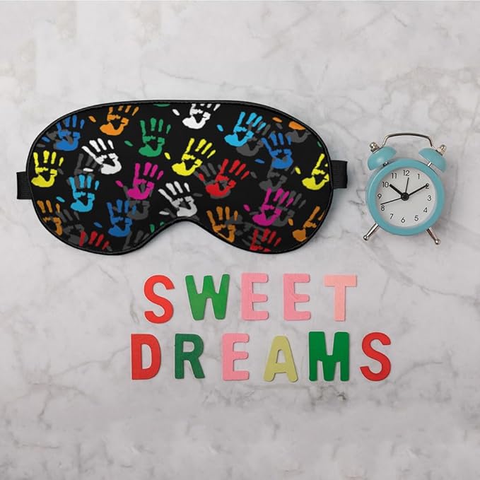 Colorful Hands Eye Mask Sleeping Mask Funny Palm Halloween Sleep Masks Silky Soft Eye Cover for Women Men Shading Blindfold for Air Travel Sleeping - Bloomnest