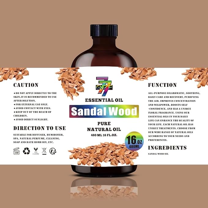 Sandalwood Essential Oil (16 oz/480 ml) — Sandalwood Oils for Aromatherapy, diffusers, humidifiers, Home fragrances, DIY Skin Care, Soap Making, DIY Candle, Yoga, and Meditation - Bloomnest