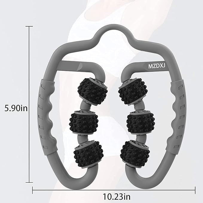 Cellulite Massage Tool Muscle Roller - Deep Fascia Massager & Dimpled Skin Remover for Legs, Thighs & Buttocks - Anti-Cellulite Roller, Smooth Skin, Pain Reliefs (Grey Black-6Wheel) - Bloomnest