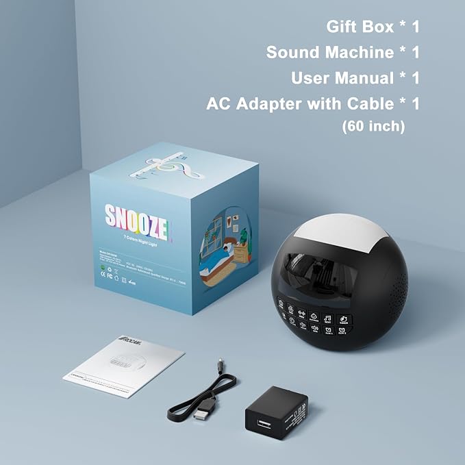 5-in-1 White Noise Sound Machine + Bluetooth + Night Light, 42 Soothing Sounds Sleep Machine for Kids Baby Adults, 8 Timer & Adjustable Volume, USB & Type-C Ports, Dual Alarm Clocks for Bedrooms⦠- Bloomnest