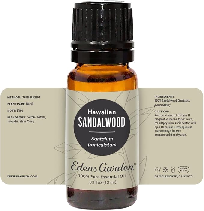 Edens Garden Sandalwood- Hawaiian Essential Oil- 100% Pure Premium Grade, Undiluted, Natural, Therapeutic, Aromatherapy, The Best for Diffuser, Skin, Face, Kid Safe 10 ml (.33 fl oz) - Bloomnest