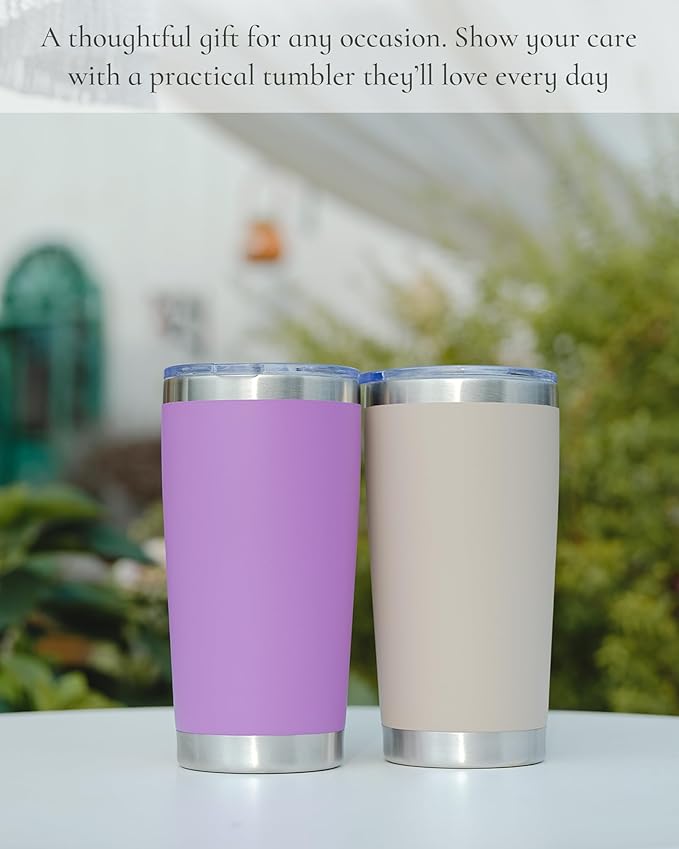 Travel Coffee Tumbler 20oz, 12 Pack Leakproof Travel Coffee Mug with Lid and Straw, Stainless Steel Double Wall Vacuum Insulated Tumbler for Hot/Iced Drinks (Textured Matte, Brown) - Bloomnest