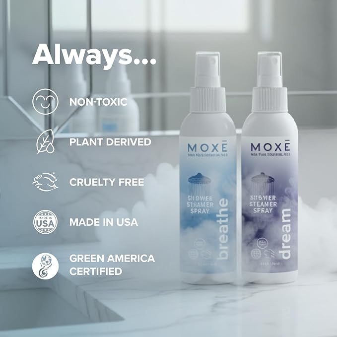 MOXE Shower Steamer Spray, Essential Oils, Natural Sleep Aromatherapy, Made in USA (Breathe & Dream, 4 Ounces, 2 Pack) - Bloomnest