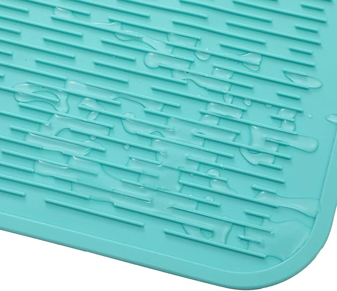 Silicone Dish Drying Mat for Multiple Usage,Easy clean,Eco-friendly,Heat-resistant Silicone Mat for Kitchen Counter or Sink,Refrigerator or Drawer Liner Mint 4XL 32 inches x 18 inches - Bloomnest