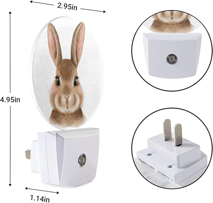 EKOBLA Easter Bunny Night Light Cute Cartoon Rabbit Animal Night Lights Plug into Wall Led Lamp for Easter Bedroom Bathroom Living Room Kitchen Staircase Indoor Home Decor - Bloomnest