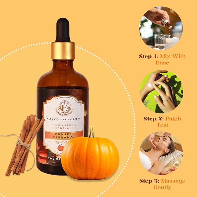 Luxurious Pumpkin Cinnamon Fragrance Oil by Enhanced Essentials|Holiday Mood Aromatic Oil for Diffuser,Laundry, Aromatherapy,Perfume,Gifting,Soap & Candle Making|with Glass Dropper|100 ml Bloomnest