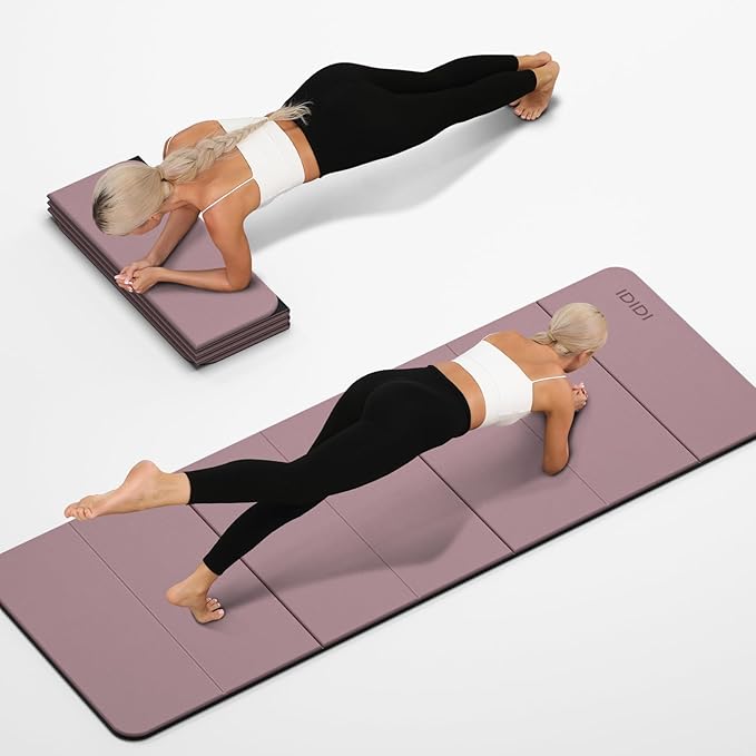 Foldable Yoga Mat Extra Thick 0.32 Inches Eco-Friendly POE Material, Non-Slip Design Fitness Mats, Multi-Purpose Workout Mats For Studio or Home Use (71 x 24 x 0.32 inches) - Bloomnest