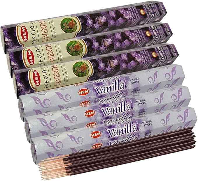 Lavender & Vanilla Incense Sticks & Holder Bundle Variety Pack from Hem Trumiri Insense Insence - Bloomnest
