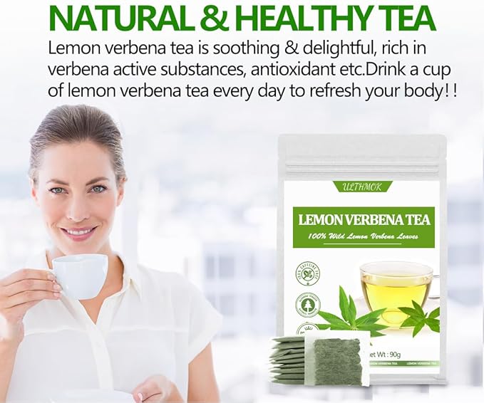 Premium 60 Lemon Verbena Tea Bags, Made with 100% Pure Lemon Verbena Leaves, No Additives & Caffeine Free. - Bloomnest