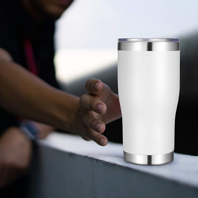 VEGOND 20oz Tumbler Stainless Steel Tumbler Cup with Lid And Straw Vacuum Insulated Double Wall Travel Coffee Mug(White 12 Pack) - Bloomnest