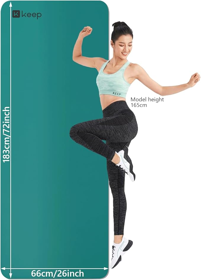 KEEP Professional Yoga Mat with Strap for Men and Women, 5mm Heavy High-Density Natural Rubber Mat for Premium Material Superior Grip, Non-Slip, Eco-Friendly 72"x26" Exercise Mat - Bloomnest