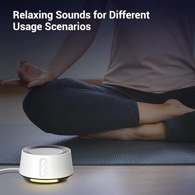 BGOVERSS White Noise Sound Machine with 20 Soothing Sounds, 10 Colors Night Light Sleep Machines Home Office Travel, 5 Timers and Memory Feature Sound Machine for Nursery Baby Kids Adults (White) - Bloomnest