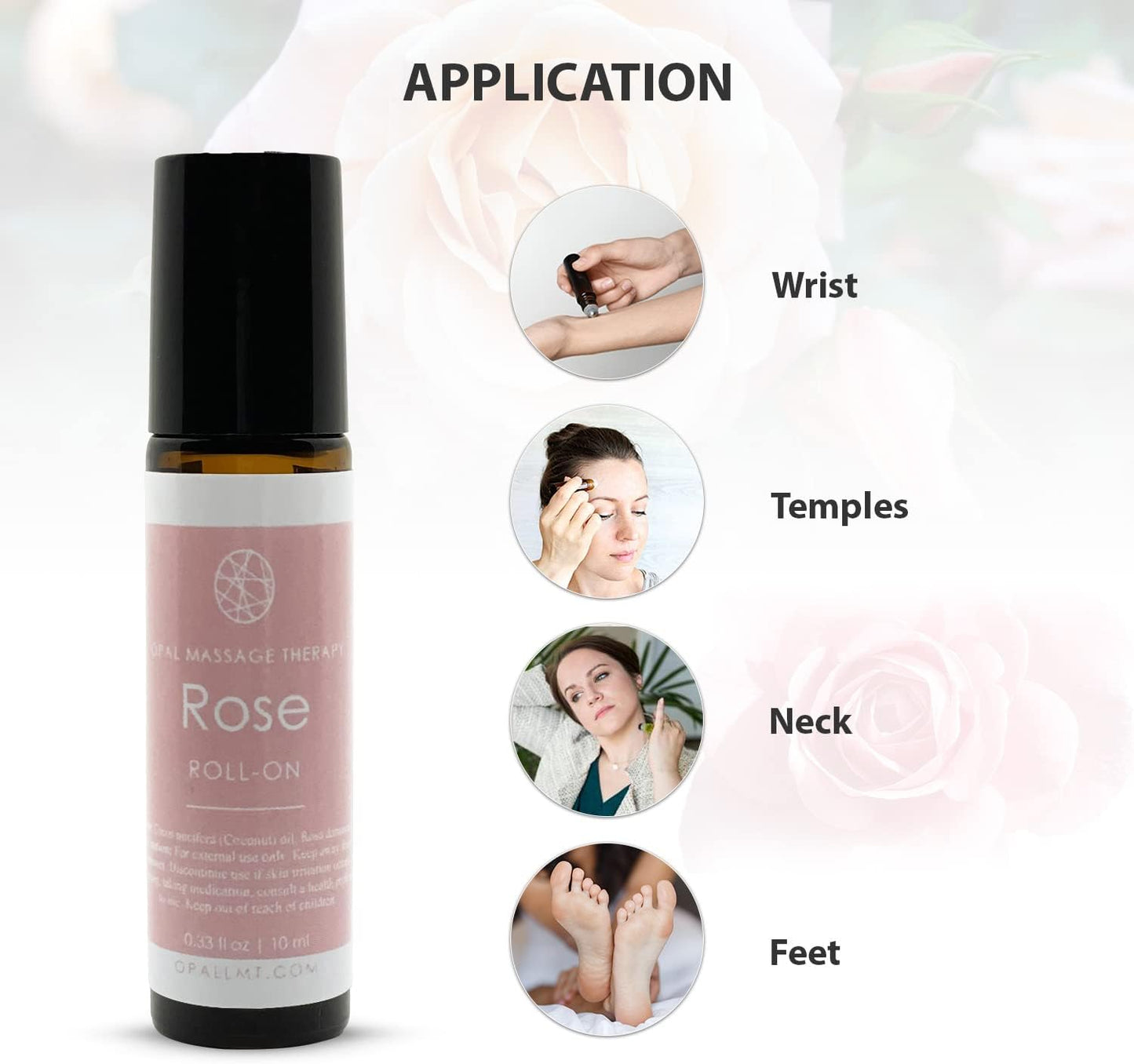 Premium Essential Oil Roll On Opal Massage Therapy (Rose)