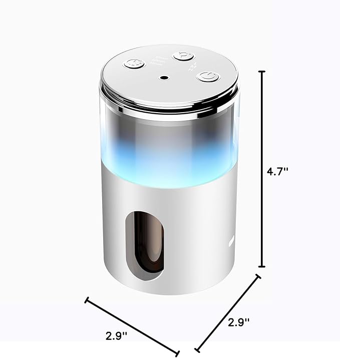 Waterless Diffuser for Essential Oil: Mini Battery Scent Diffuser for Room&Home&Car with 9 Colors LED Light - Aroma Cool Mist Machine Ivory White - Bloomnest
