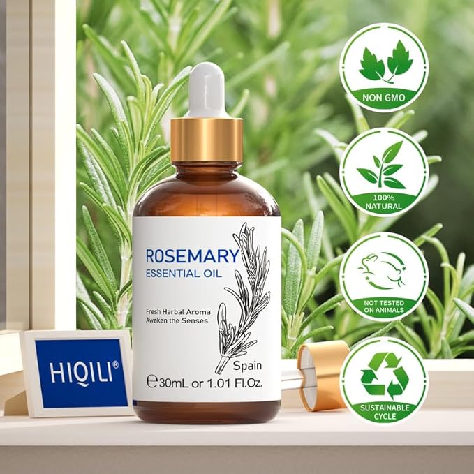 HIQILI Rosemary Essential Oil, Add to Shampoo & Conditioner, 100% Pure & Natural - 1 FI Oz - Bloomnest