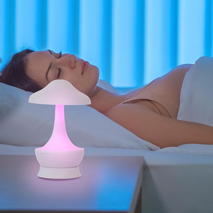 Mushroom Lamp Cordless Table Lamp - Room Decor Aesthetic Night Light for Night Stands and Desk Lamps - Fun and Energy- Night Light with USB Charging Port - Soft Indoor Lighting for Kids (White) - Bloomnest