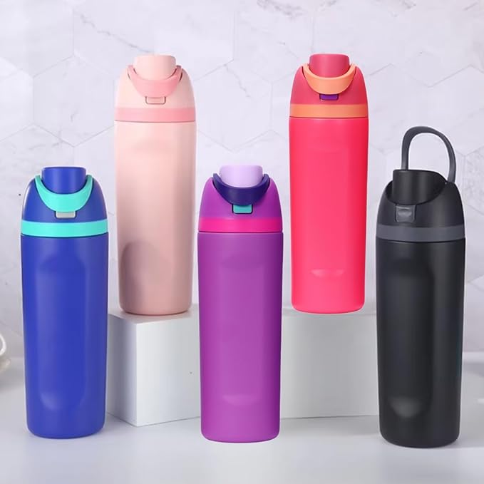 DUTHINGS Insulated Stainless Steel Water Bottle with Straw, 24 oz – Leakproof, BPA-Free Reusable Sports & Travel Bottle with Replacement Straw and Cleaning Brush (Purple) Bloomnest