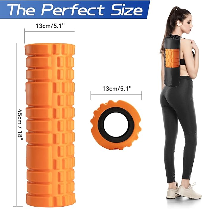 Foam Roller High Density 18" Foam Roller for Deep Tissue Muscle Massage, Trigger Point Fitness Exercise Massage Roller Self-Myofascial Back Roller Release for Whole Body - Bloomnest