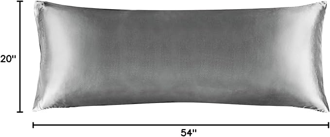BEDELITE Satin Body Pillow Cover, Super Soft and Cooling Body Pillow Pillowcase for Hair and Skin, Breathable Silky Full Long Pillowcase Cover(20"x54", Grey) - Bloomnest