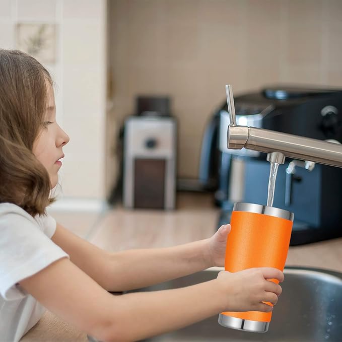 VEGOND 20oz Tumbler Stainless Steel Tumbler Cup with Lid And Straw Vacuum Insulated Double Wall Travel Coffee Mug(orange package 1)