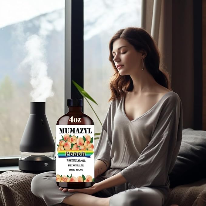 Peach Essential Oil, Peach Oil 4 Fl Oz 120ML for Diffuser Humidifier Yoga Cleaning DIY Candle Soap Making Essential Oils - Bloomnest