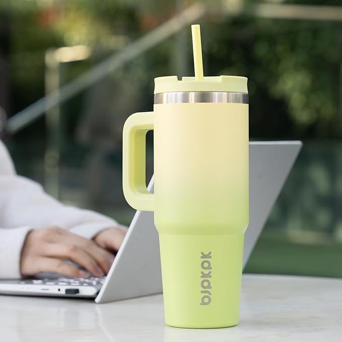 BJPKPK 30 oz Insulated Tumbler With Lid And Straw Stainless Steel Tumblers Cup With Handle For Women And Men,Turquoise BJPKPK