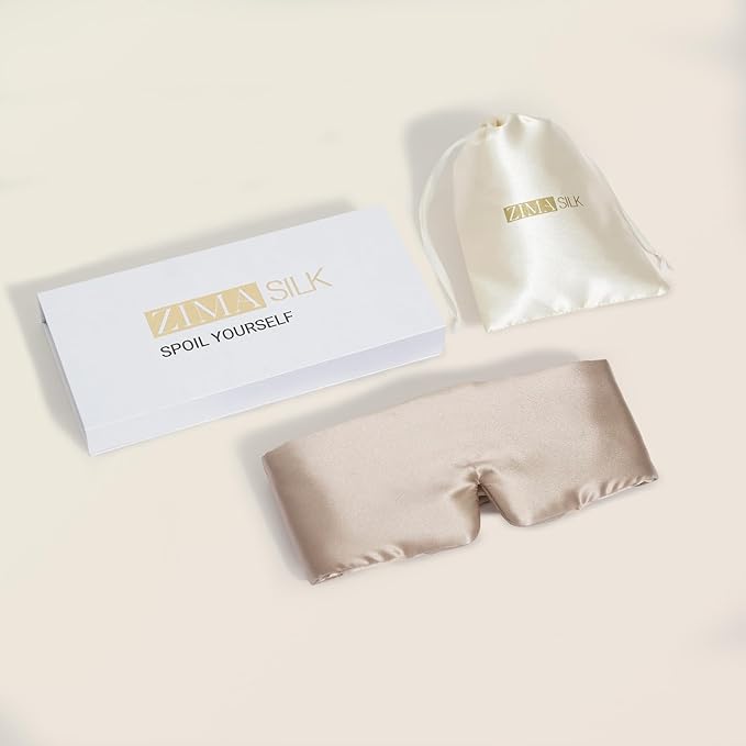 ZIMASILK 100% 22 Momme Mulberry Silk Sleep Mask - Full Silk Filled, Ultra-Soft & Breathable, Face-Hugging Blackout Eye Cover for Sleeping (Taupe) - Bloomnest