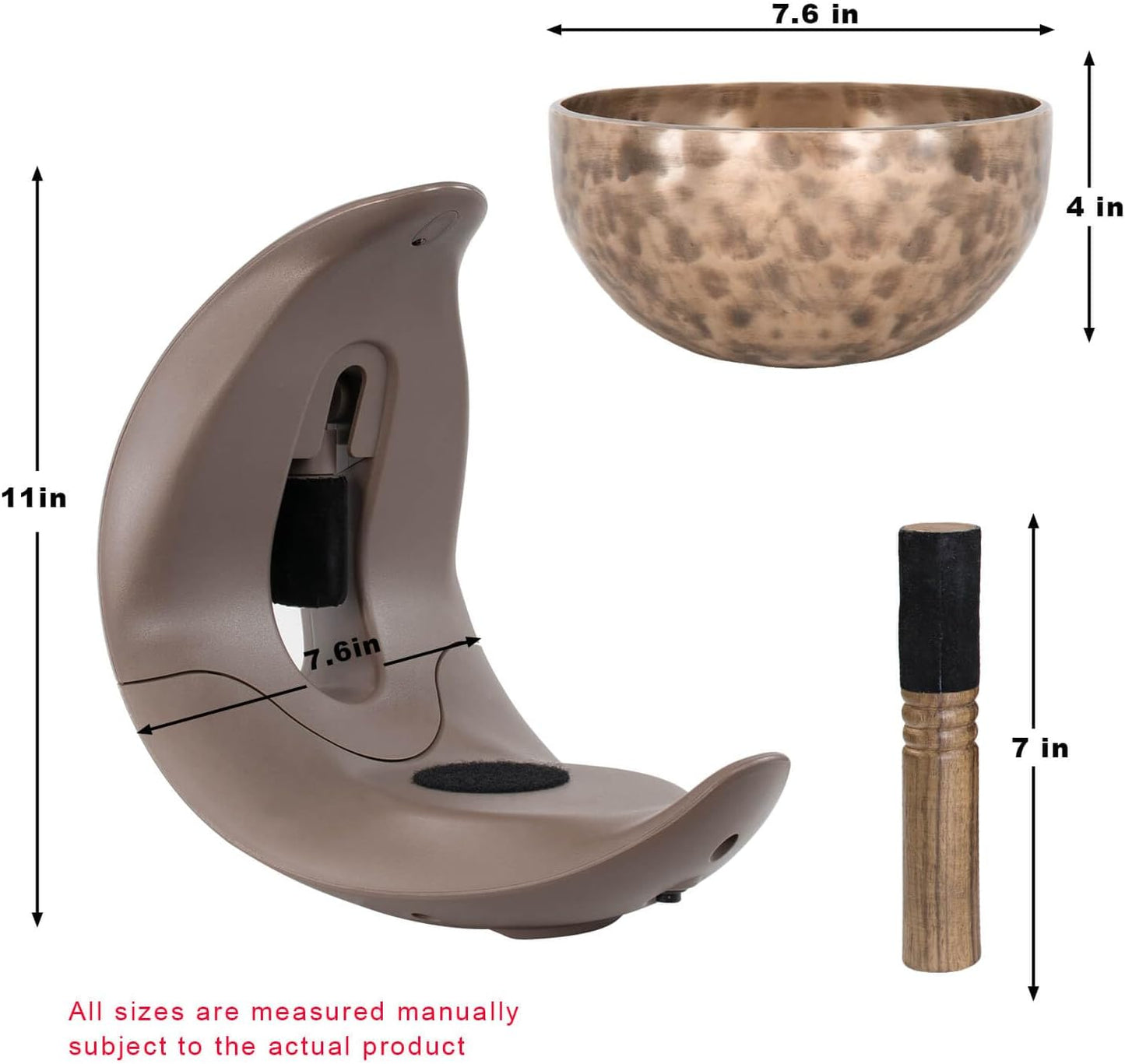 Automatic Singing Bowl Set,8" Tibetan Singing Bowl by Nepalese Handicraft, Master-level Himalayan Sound Healing Suitable for Yoga, Meditation&Relaxation, Mindfulness, Healing and Chakra Balancing