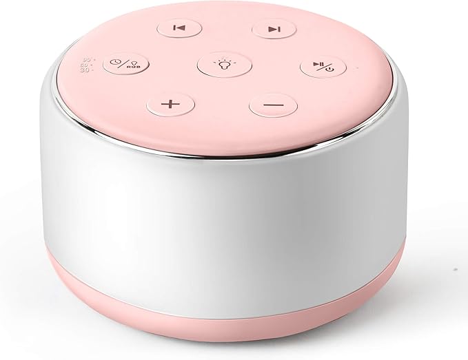 FamiSym Portable Sound Machine for Babies Kids Sleeping – Rechargeable, 7 Colors Night Light, 34 Soothing Sounds, Baby Sleep Soother, Lullaby White Noise Machine, Shush, Baby Shower, Registry Gift - Bloomnest
