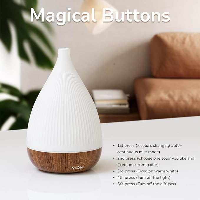 Ultrasonic Essential Oil Diffuser, Home Fragrance Aroma Diffuser with Auto Shut-Off, 8-Color Night Light & Ultra-Quiet Operation, BPA-Free Portable Aromatherapy Humidifier for Home (Dark) - Bloomnest